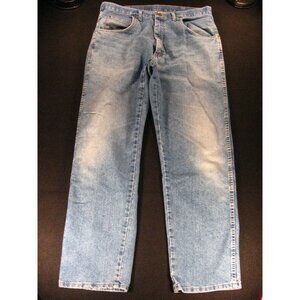 WRANGLER Rugged Wear Mens Jeans 34 x 31 MEASURED TAG: 36/32 Blue Denim Straight
